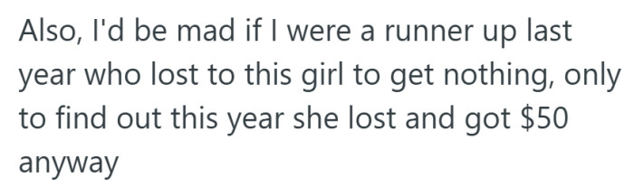 Imagine losing to her last year for free, then watching her lose this year and cash out. Brutal.