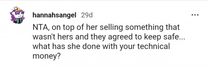 What has she done with your technical money?