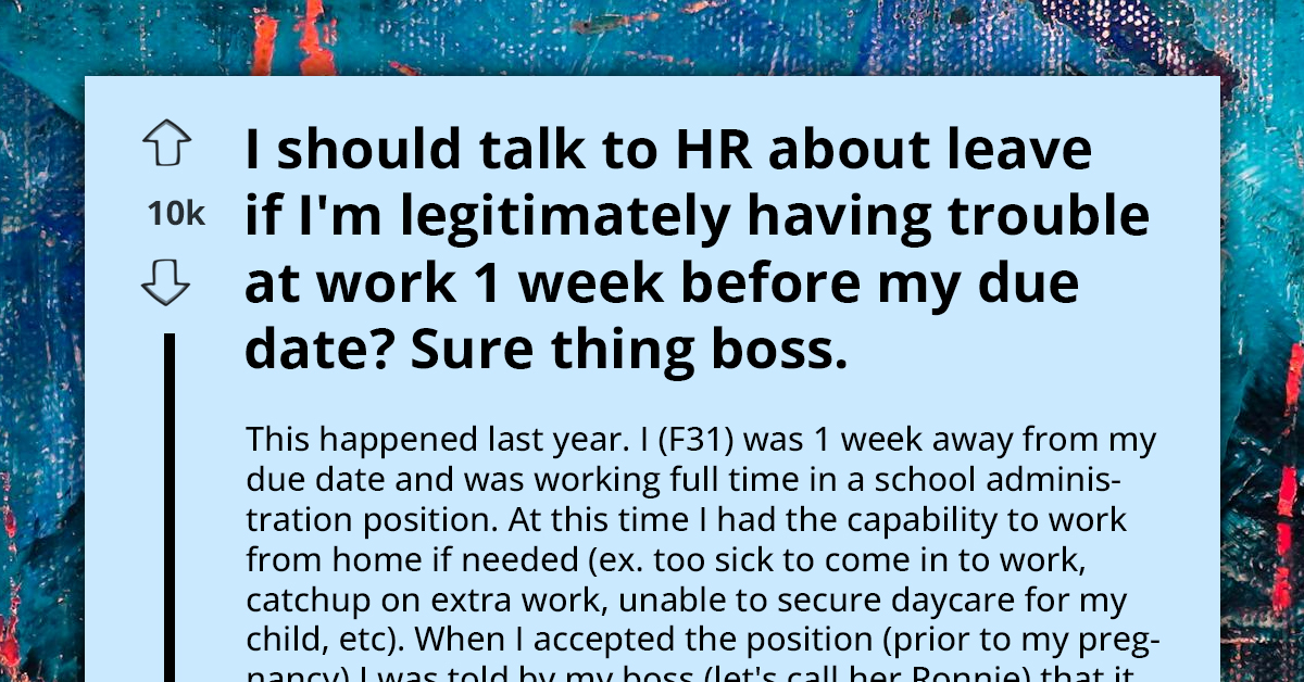 Heavily Pregnant Employee Serves Up Sweet Revenge After Being Denied Work-From-Home Request