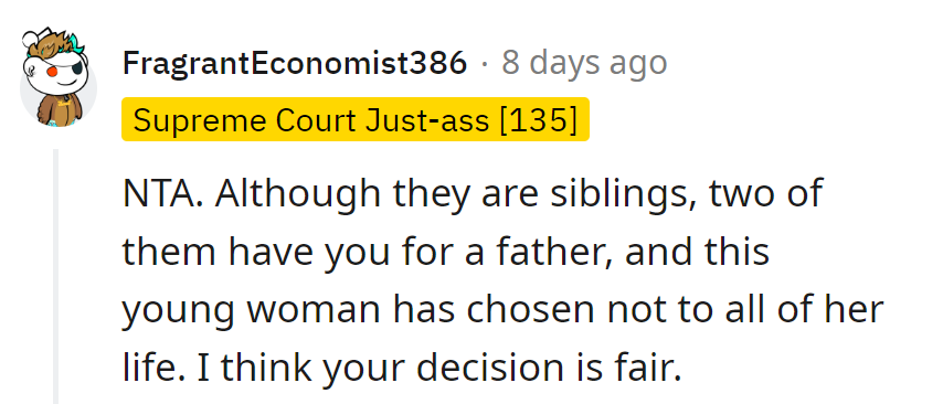 Two have a dad, one has a choice. Fair's fair, right?