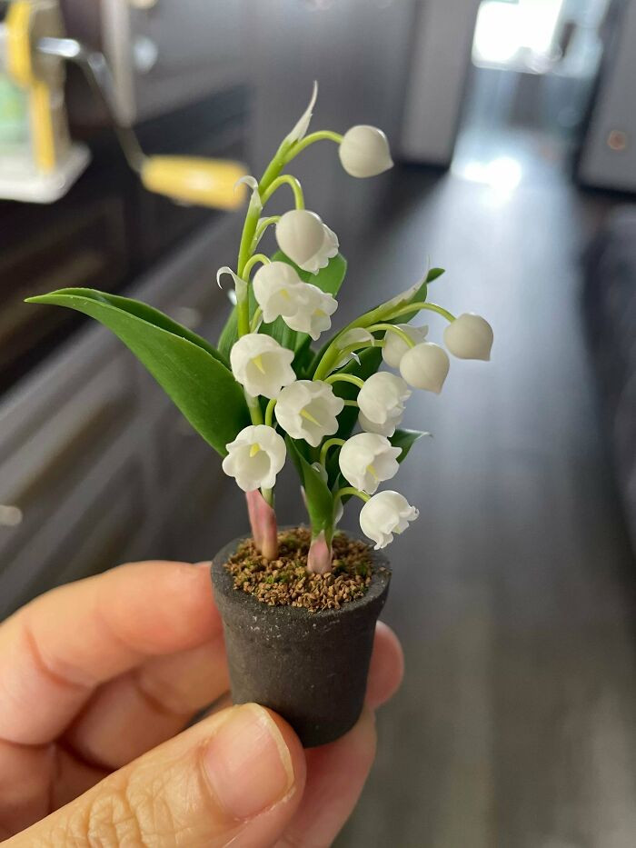 "Handcrafted Clay Lily Of The Valley"
