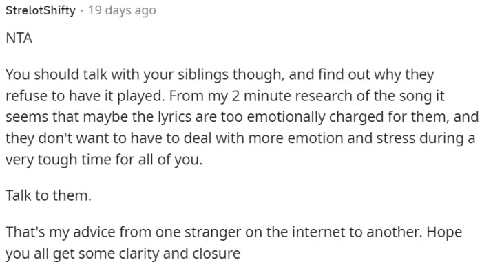 Talking with brothers is crucial