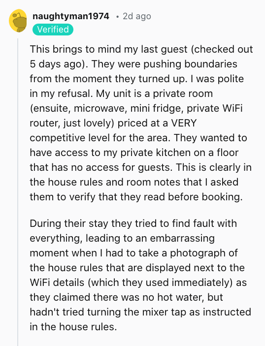 6) This Redditor had guests who were pushing boundaries