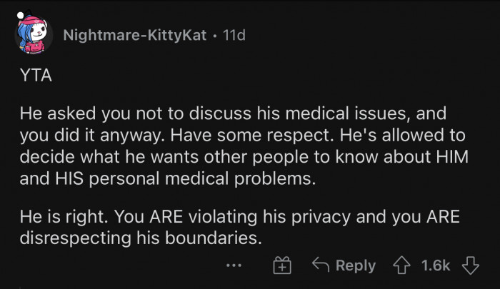 It's an obvious violation of her husband's privacy.