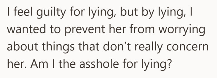 A moment of self-reflection where peace of mind and honesty start pulling in different directions.