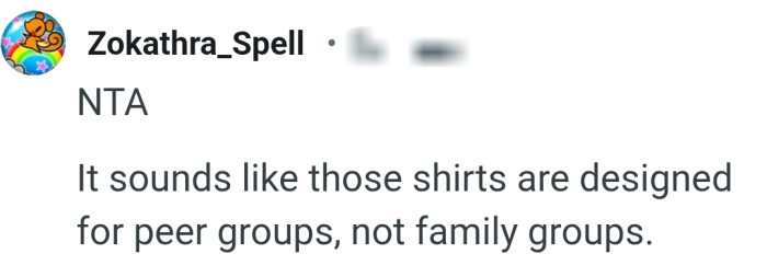 The shirts must have been designed for peer groups
