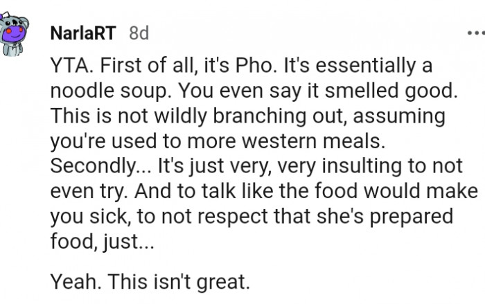 It's very very insulting to not even as much as taste