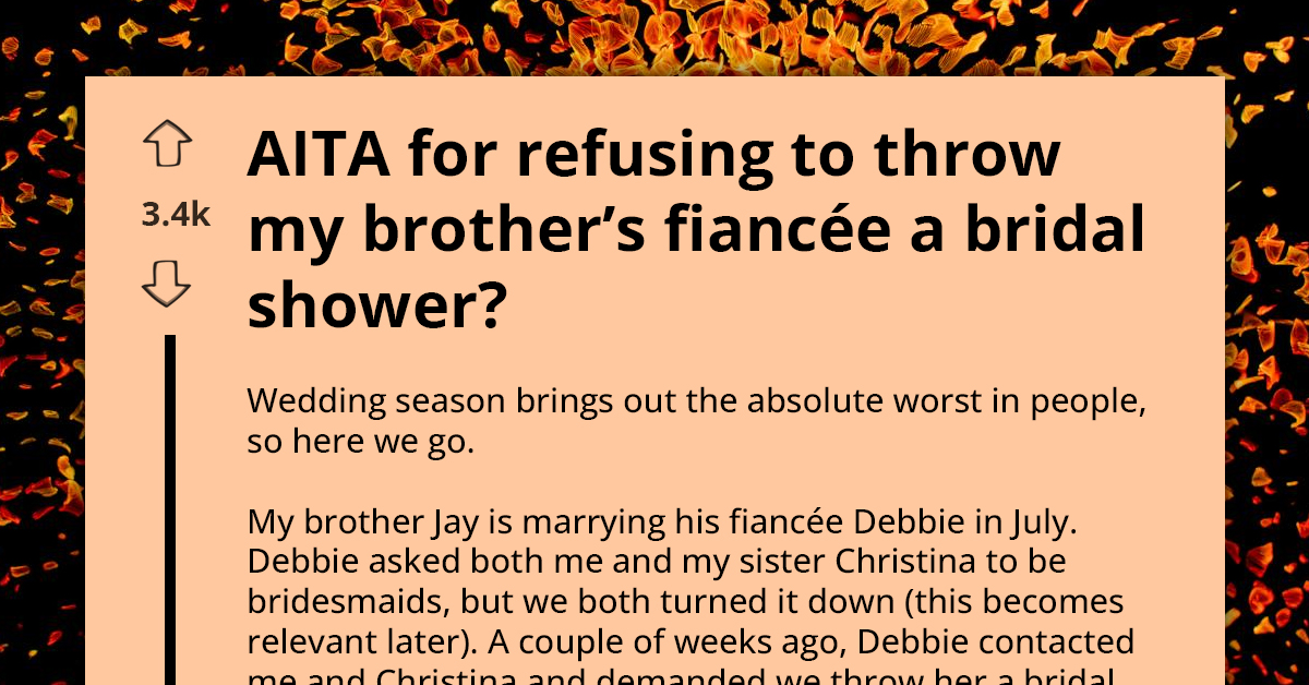 Bridezilla Pushes To Get Sister-In-Law Booted Off Wedding Guest List For Refusing To Throw Her Bridal Shower