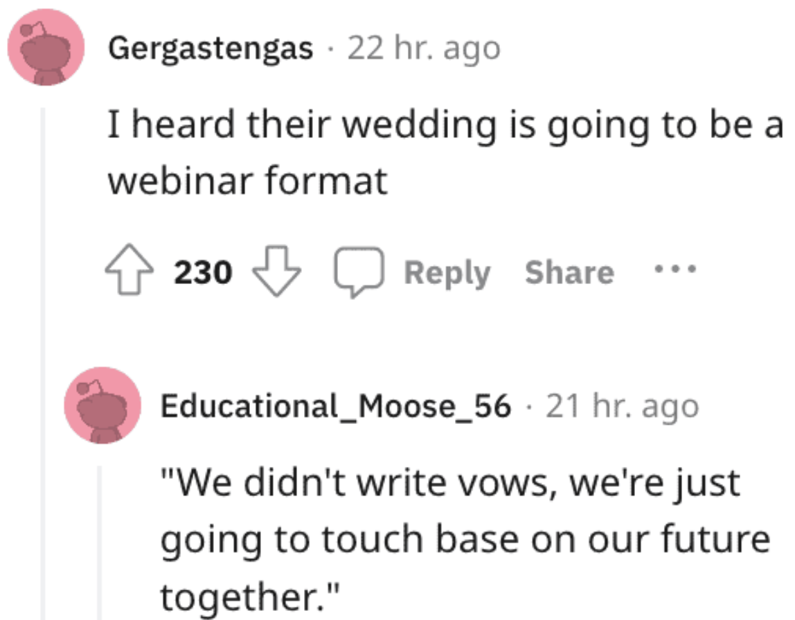 When your wedding invites come with a Zoom link.