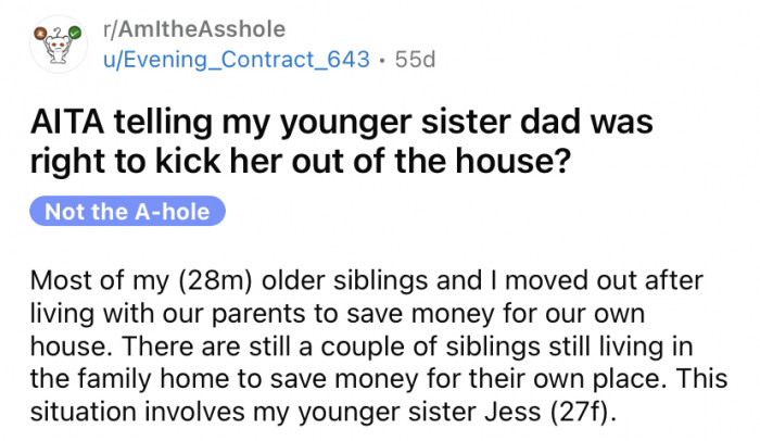 The OP shared a story about his sister and her spoiled behavior.