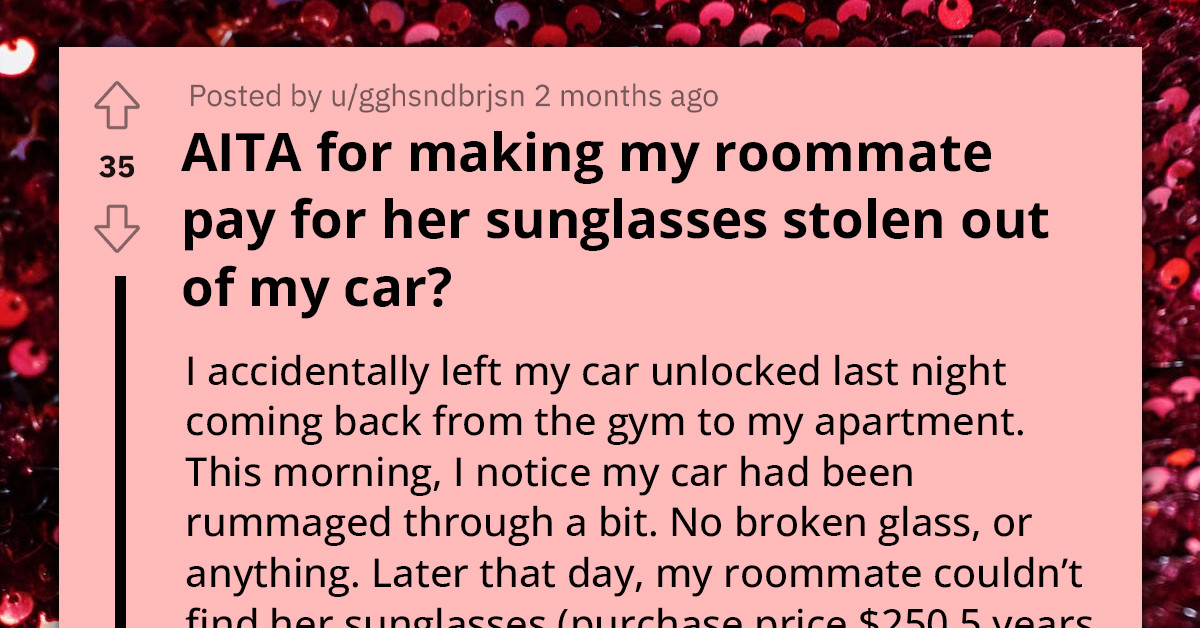 Redditor Doesn't Want To Pay For Roommate's Sunglasses That Got Stolen From Her Car