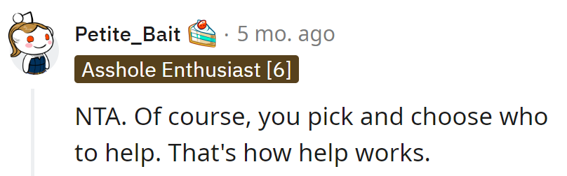 It's called selective generosity, not a financial free-for-all. Welcome to reality, not a charity circus.