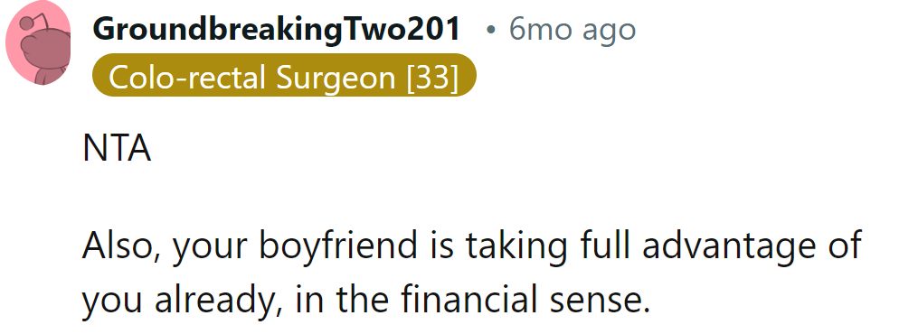 Her boyfriend's turning finances into a one-way street, taking full advantage. Time for a financial U-turn.