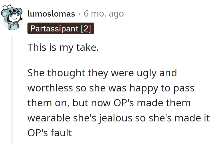 The aunt's hand-me-downs went from 