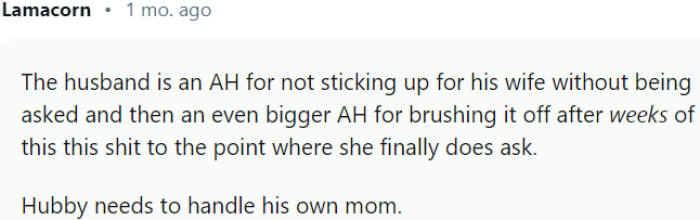 Hubby needs to handle his own mom.