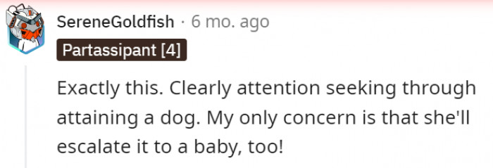 2. Let's hope someone talks some sense into her before the thought even gets to her head