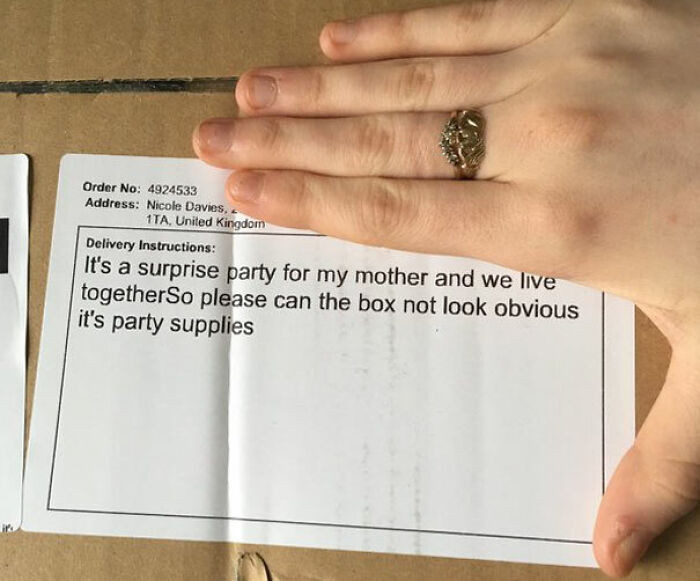 "Tried To Surprise My Mum For Mother's Day. Put This In The Special Requirements And They Printed It On The Box"