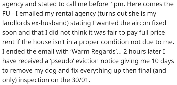 They tried to contact their rental agency to resolve the issue, but it also didn't go well: