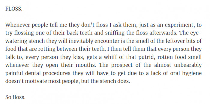 19. Flossing is essential.