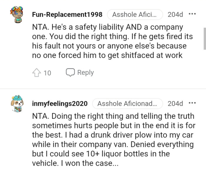 If he gets fired, it's his fault, not the OP's