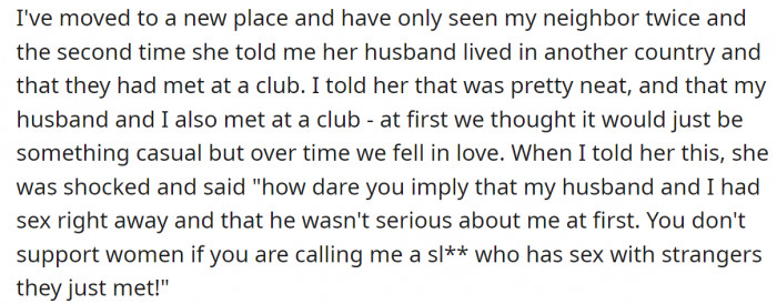 2. They are new neighbors, but their first conversation did not go well.