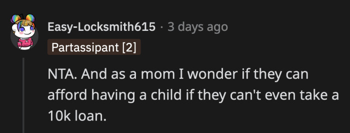 What's their financial plan when they do have a kid?