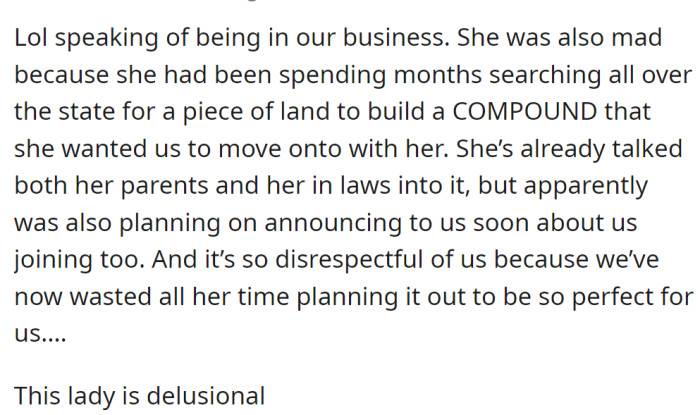 The OP added what her MIL's plans were: