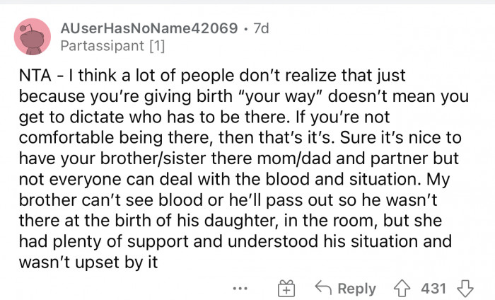 Not everyone wants to be present for birth, and that's okay.