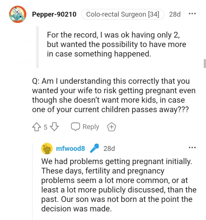 The OP Had Problems Getting Pregnant Earlier