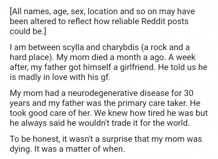 The OP's mom had a neurodegenerative disease for 30 years