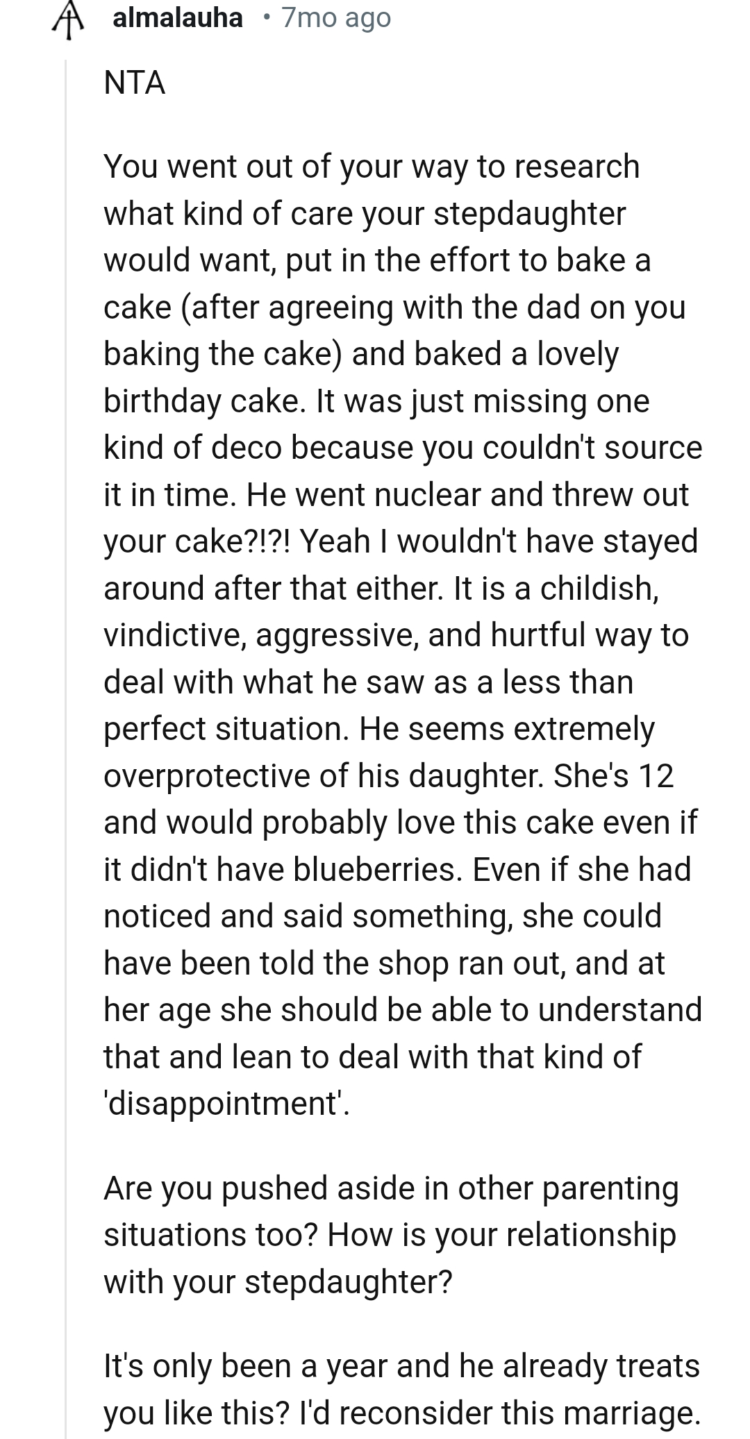 The OP put in effort to bake the cake