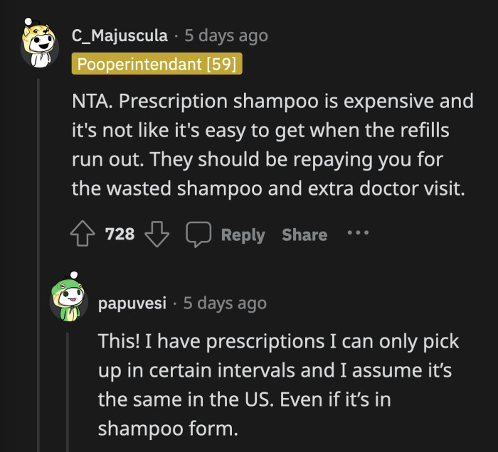 OP's shampoo is a medication he can't easily replace. Their inconsiderate actions will cost OP extra time and money.