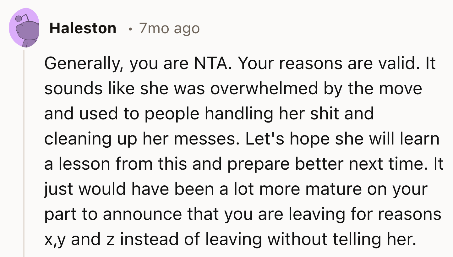 OP has valid reasons for what he did