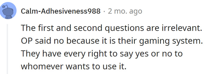 But another Redditor said that everything is irrelevant since the OP doesn't want to give his PS5