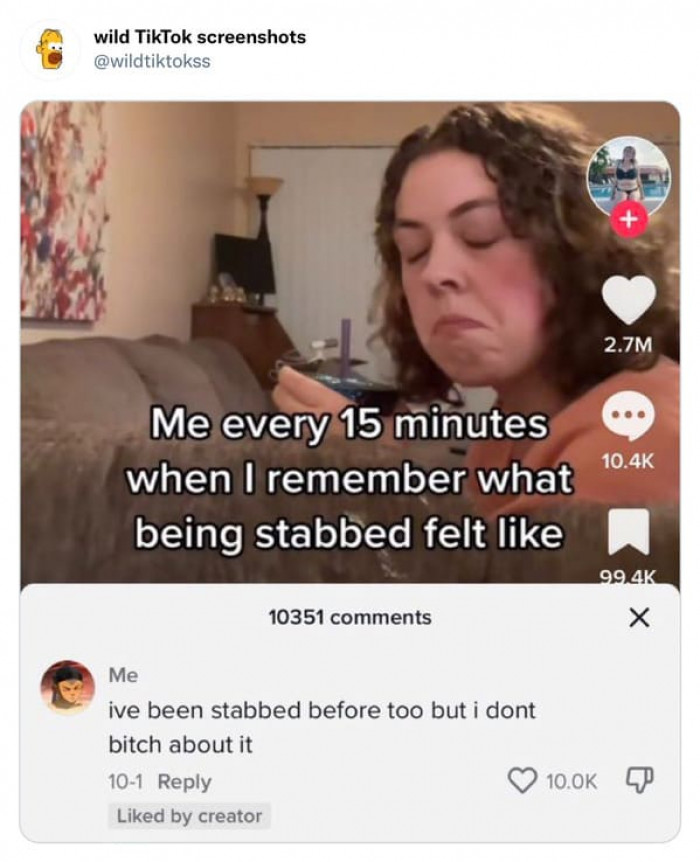 19. Remembering That You Got Stabbed