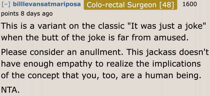 Redditors can be quick to suggest annulment.