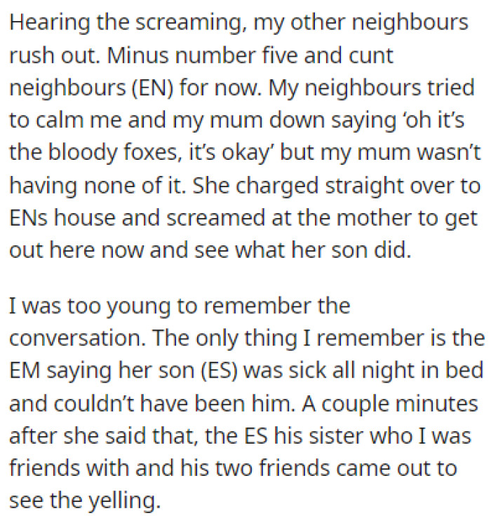 OP's mother went over to the house where the teenager lived and confronted his mother