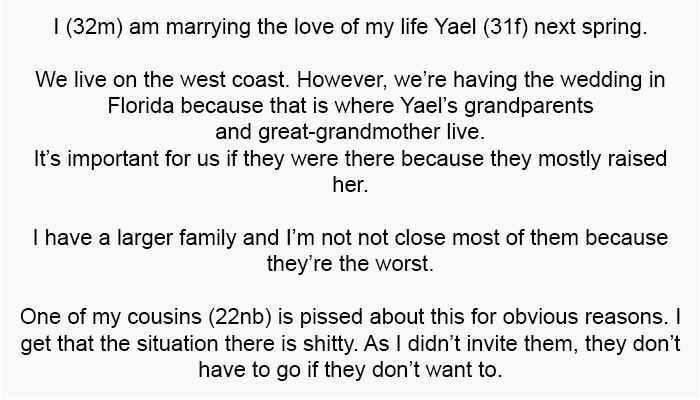 OP starts the story about the dilemma