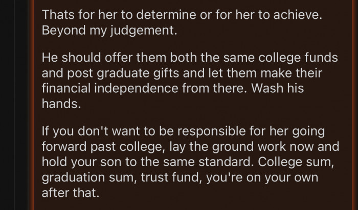 OP should hold his son to the same standard.