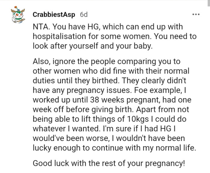 Ignoring the people who compare you to others who did fine during their pregnancy