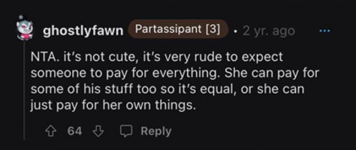 Emphasis on “pay for everything.” That doesn’t sound healthy.