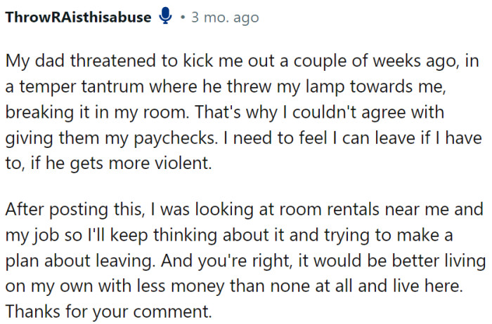 OP shared some info, and it looks like Redditors were right - her father is abusive