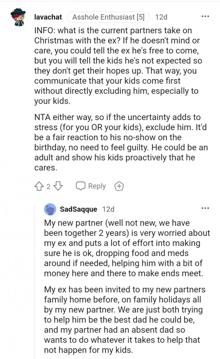 You could tell the ex he's free to come