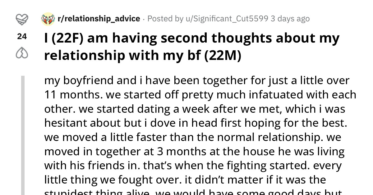 Girl Is Coming To Reddit For Advice On How To Handle Her Relationship After Realizing She Might Not Want To Continue It