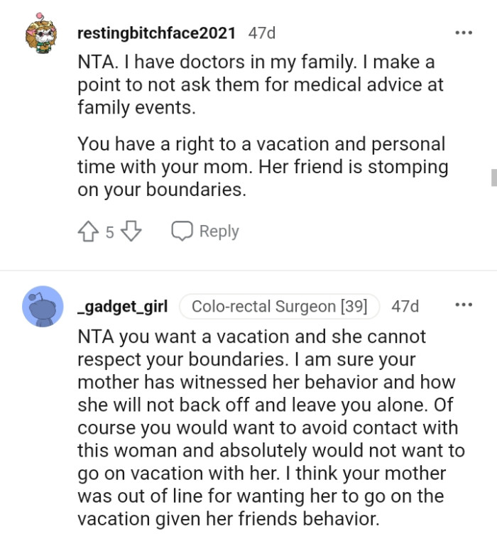 She's stomping OP's boundaries