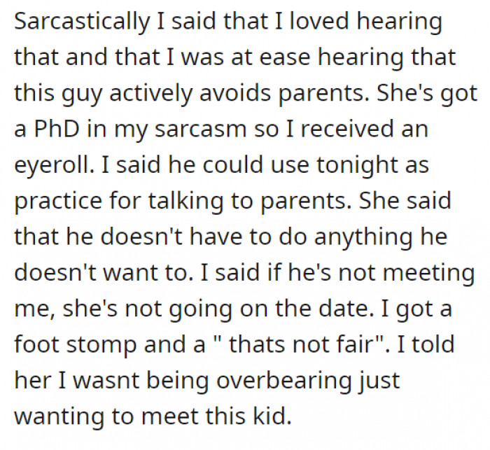 He only wanted to meet the kid to put a face to a name, but his daughter just blatantly refused because she doesn't want to do anything 