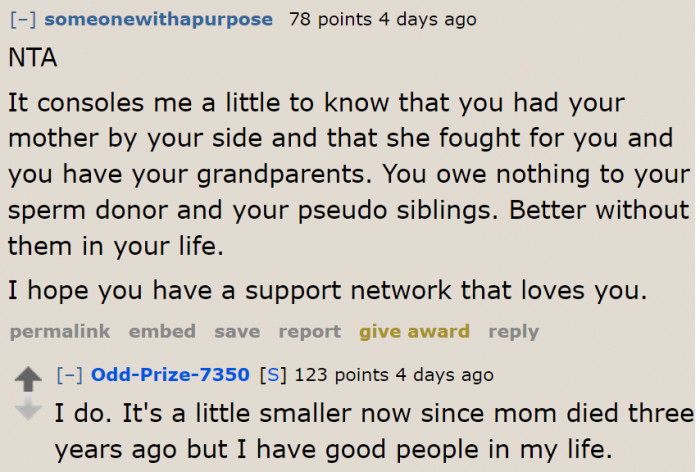 We're glad to hear that people are supporting her through this ordeal.