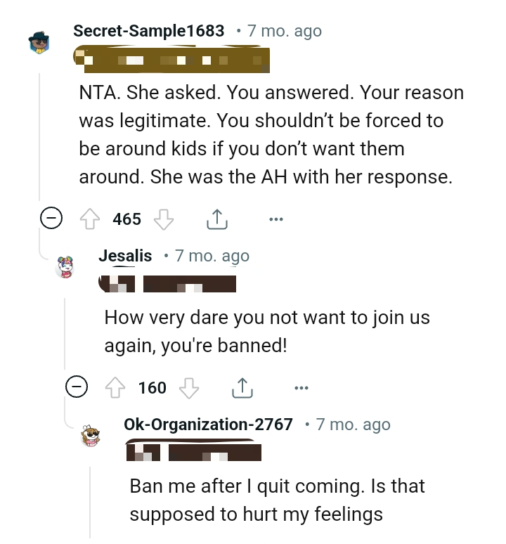 She was AH with her response