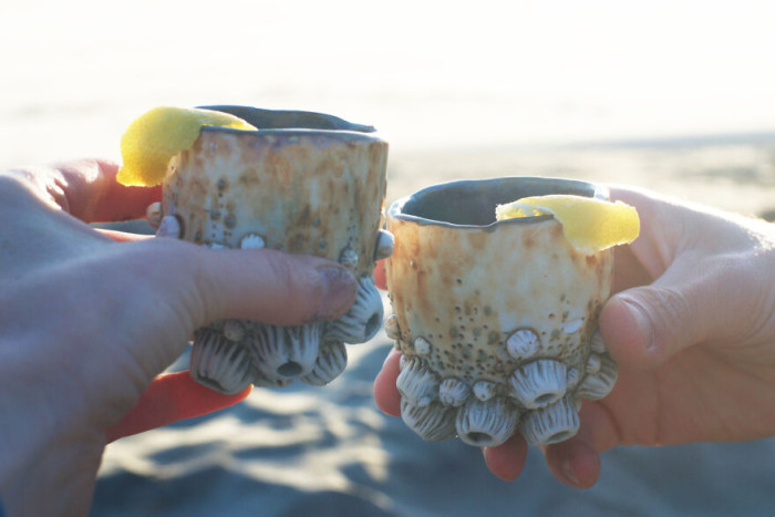 9. Barnacle cups are ceramic creations that draw inspiration from the sea