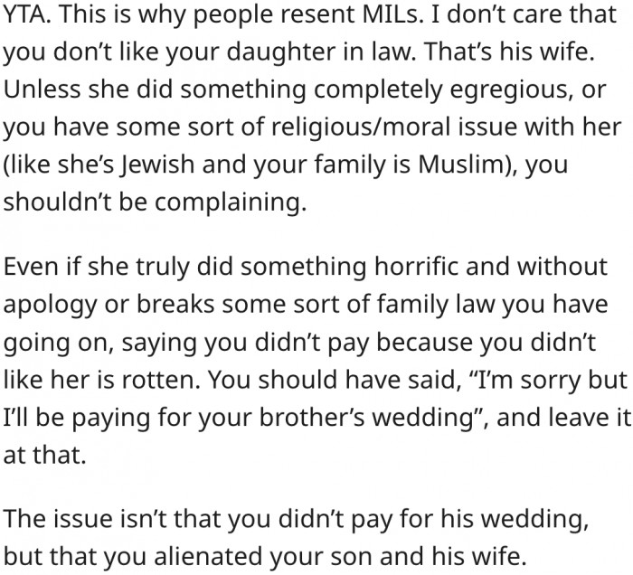 16. She has no moral justification to complain about her son's wife.